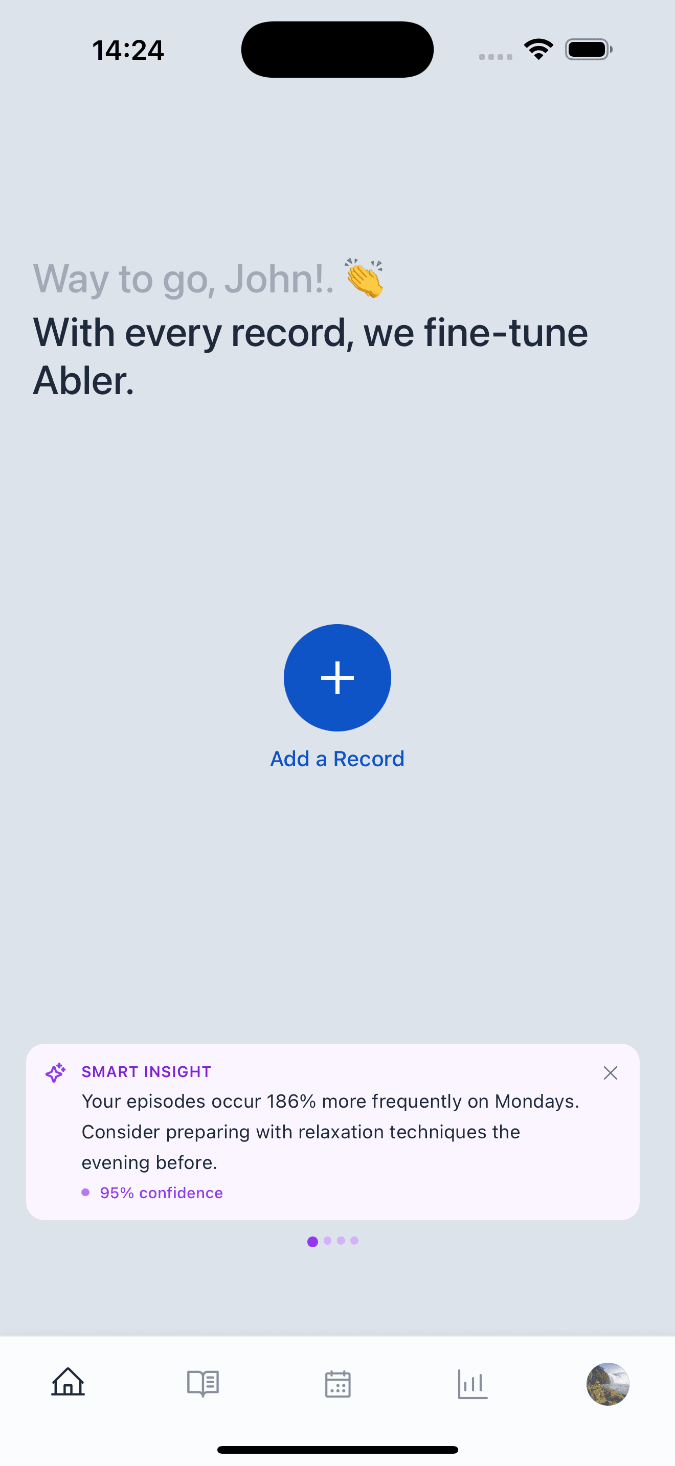 Abler dashboard with panic attack insights